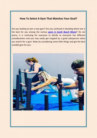 How To Select A Gym That Matches Your Goal? - slide 1