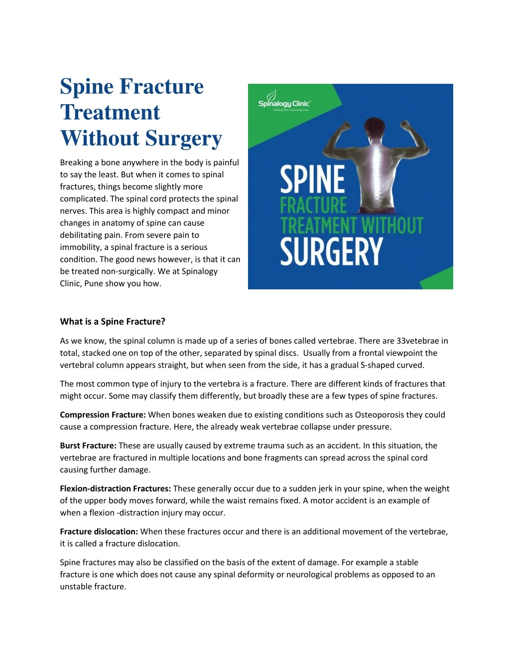 spine fracture treatment without surgery