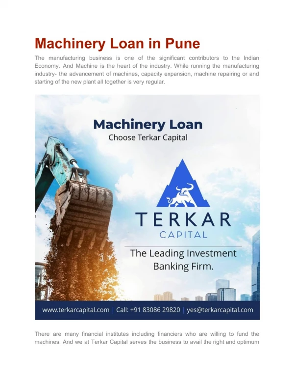 Machinery Loan in Pune