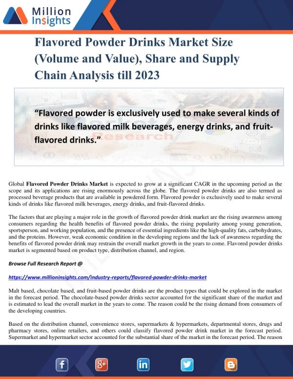 flavored powder drinks market size volume
