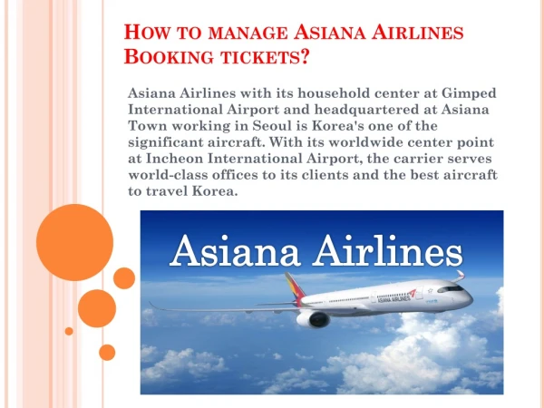 How to Manage Asiana Airlines Booking tickets?