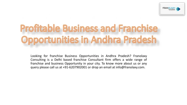 Franchise Business Opportunities and Brand Expansion in Andhra Pradesh