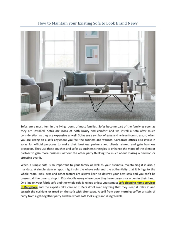 how to maintain your existing sofa to look brand