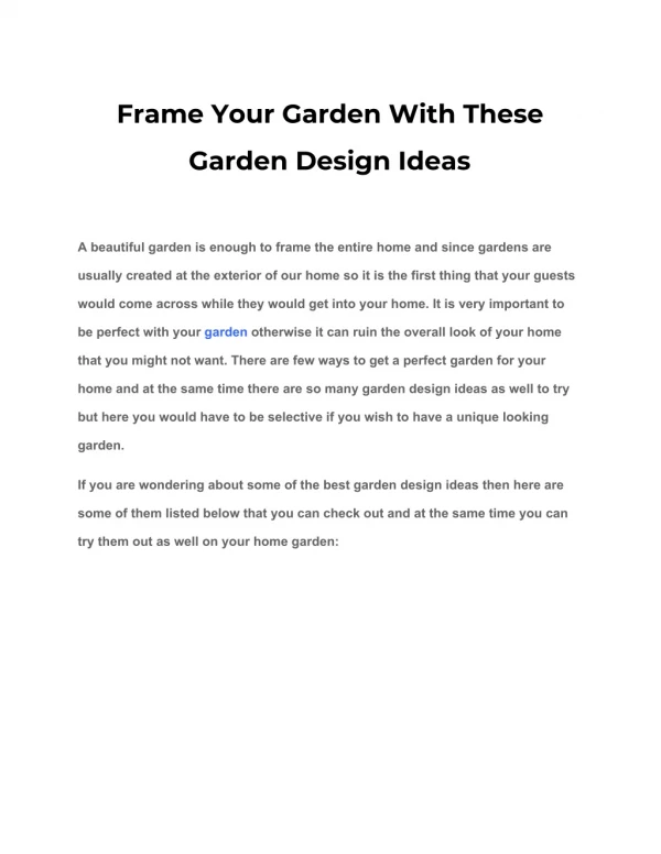 Frame Your Garden With These Garden Design Ideas
