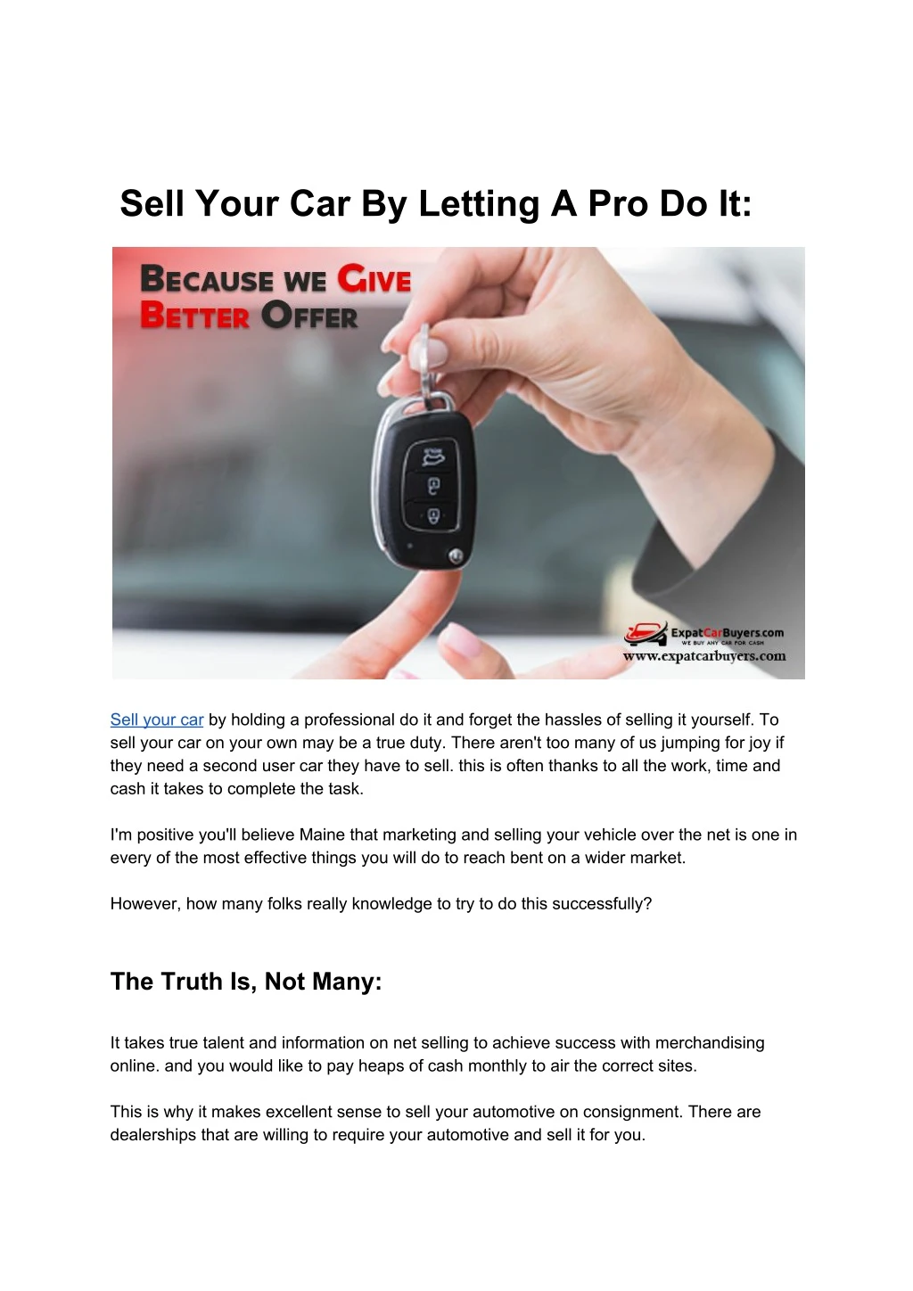 sell your car by letting a pro do it