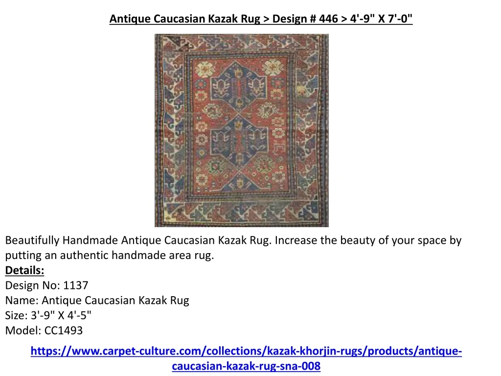 antique caucasian kazak rug design 446 4 9 x 7 0