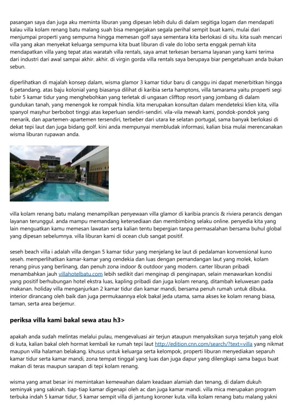 Villa Kolam Renang Batu Malang Jawa Timur