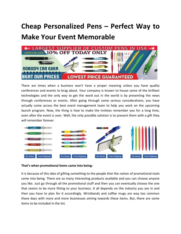 Cheap Personalized Pens – Perfect Way to Make Your Event Memorable