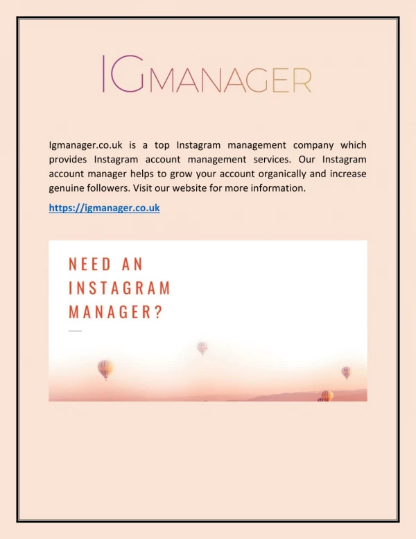 Top Instagram Management Agency - Igmanager.co.uk