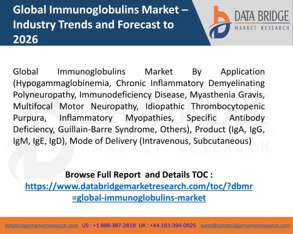 Global Immunoglobulins Market – Industry Trends and Forecast to 2026