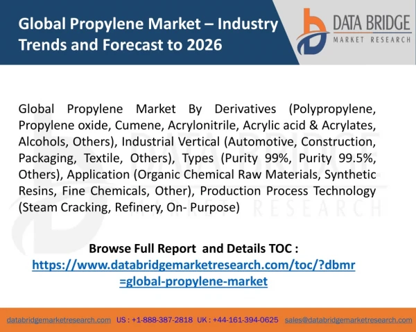 Global Propylene Market – Industry Trends and Forecast to 2026