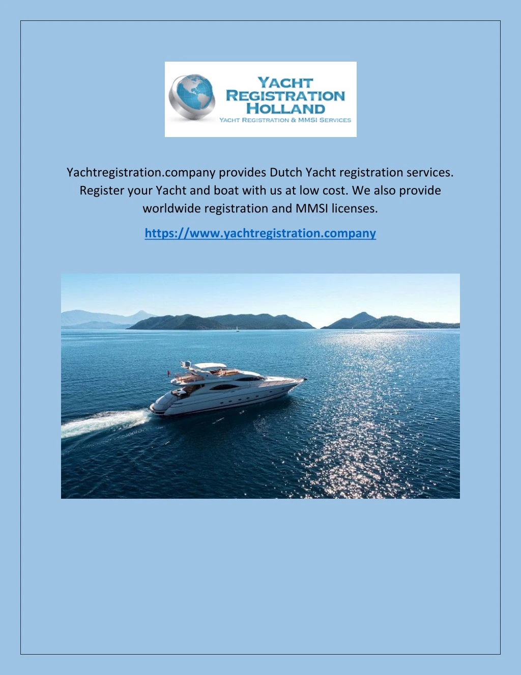 yachtregistration company provides dutch yacht