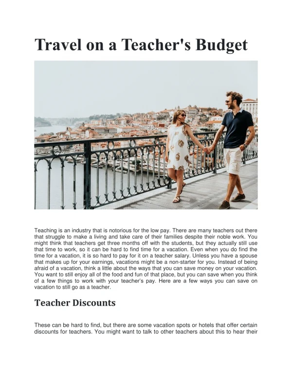 Travel on a Teacher's Budget