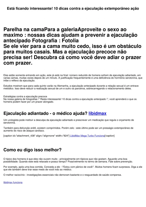 Está ficando interessante! 10 dicas contra a ejaculação extemporâneo ação