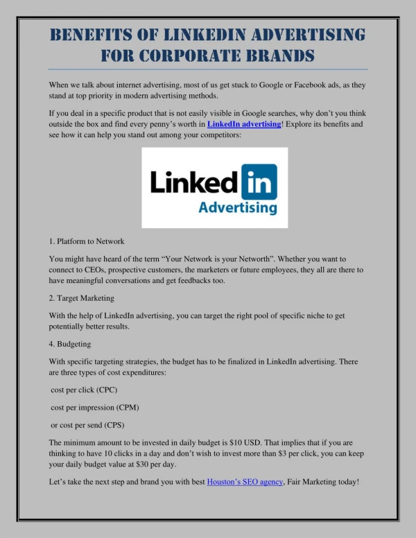 Benefits of LinkedIn Advertising for Corporate Brands