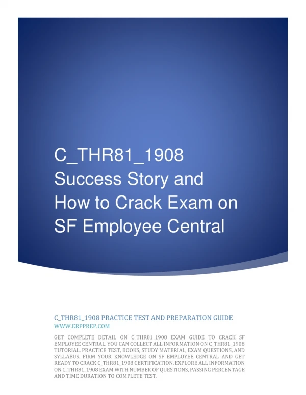 C_THR81_1908 Success Story and How to Crack Exam on SF Employee Central