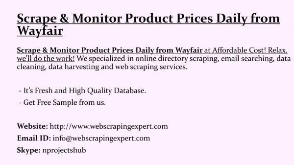 scrape monitor product prices daily from wayfair