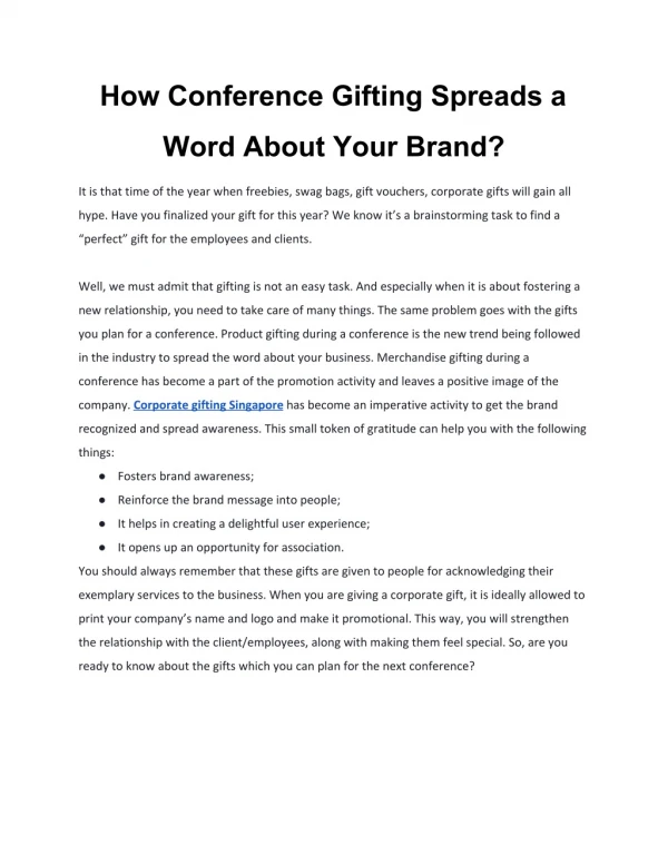 how conference gifting spreads a