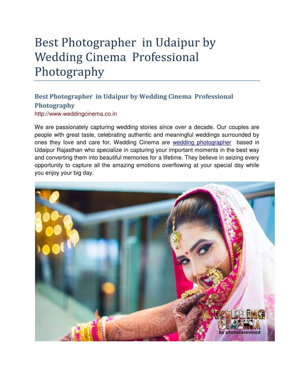best photographer in udaipur by wedding cinema