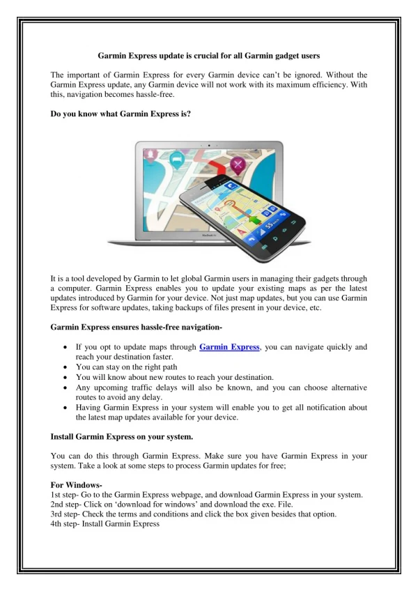 Garmin Express update is crucial for all Garmin gadget users