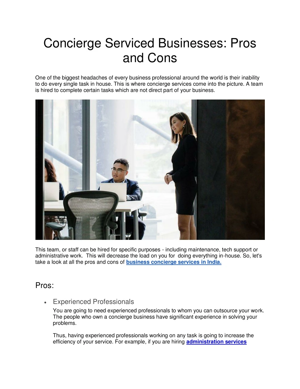 concierge serviced businesses pros and cons