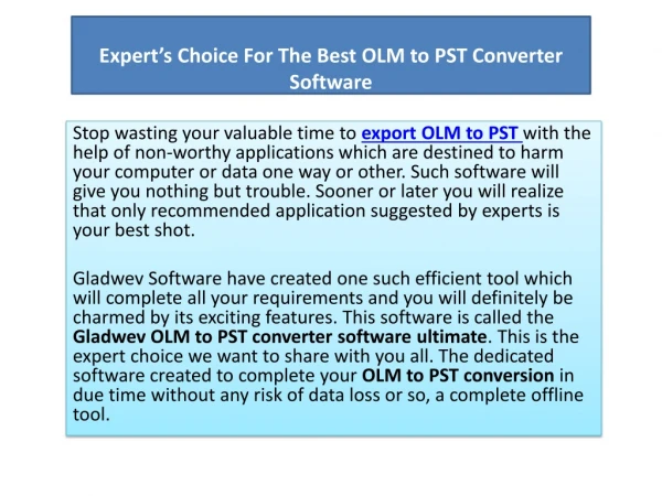 OLM to PST convertor tool