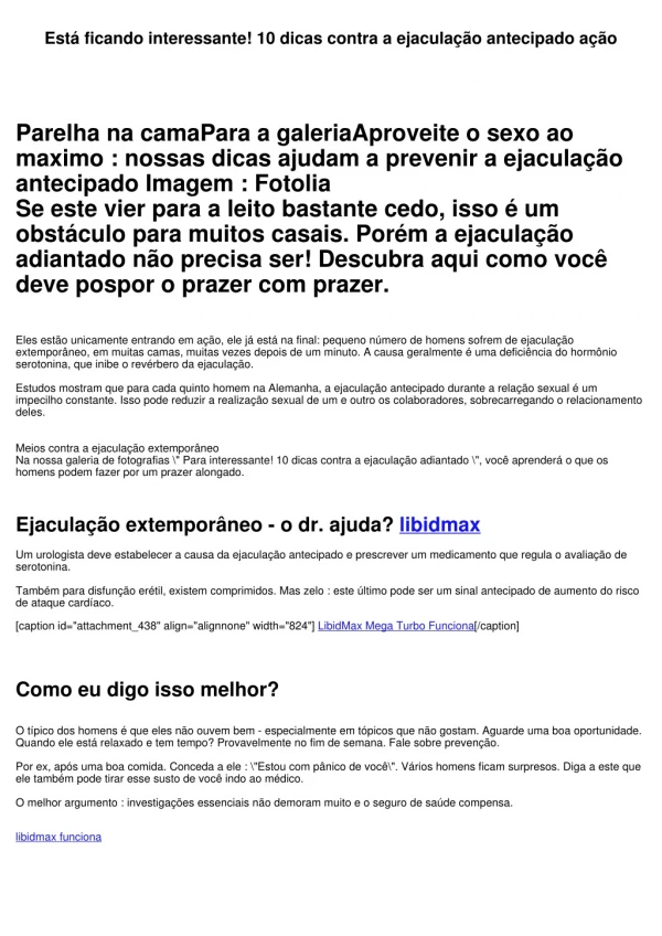 Está ficando interessante! 10 dicas contra a ejaculação extemporâneo ação