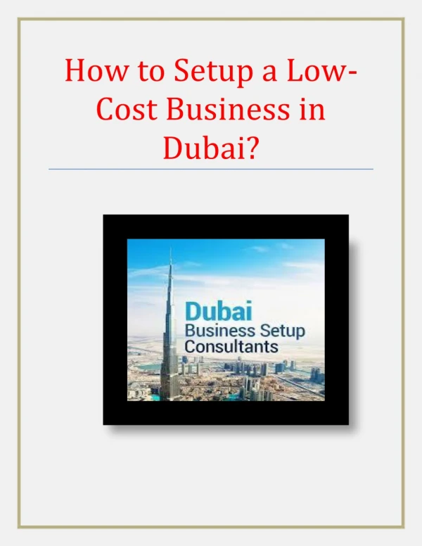 How to Setup a Low-Cost Business in Dubai?