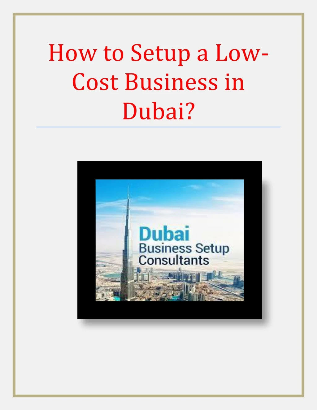 how to setup a low cost business in dubai