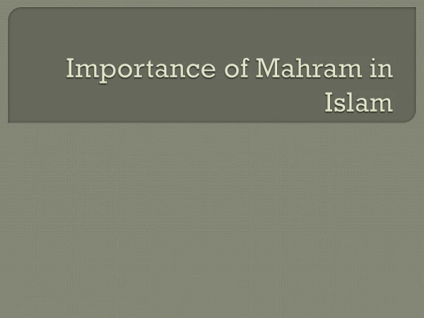 Importance of mahram in islam