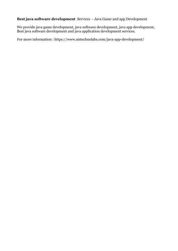 best java software development services java game