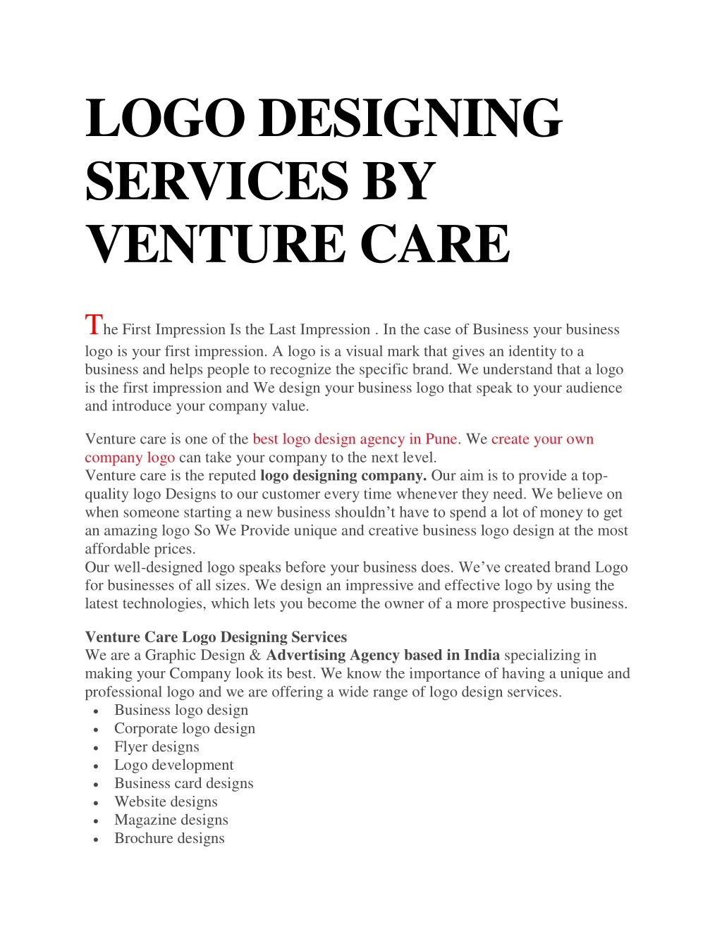 logo designing services by venture care