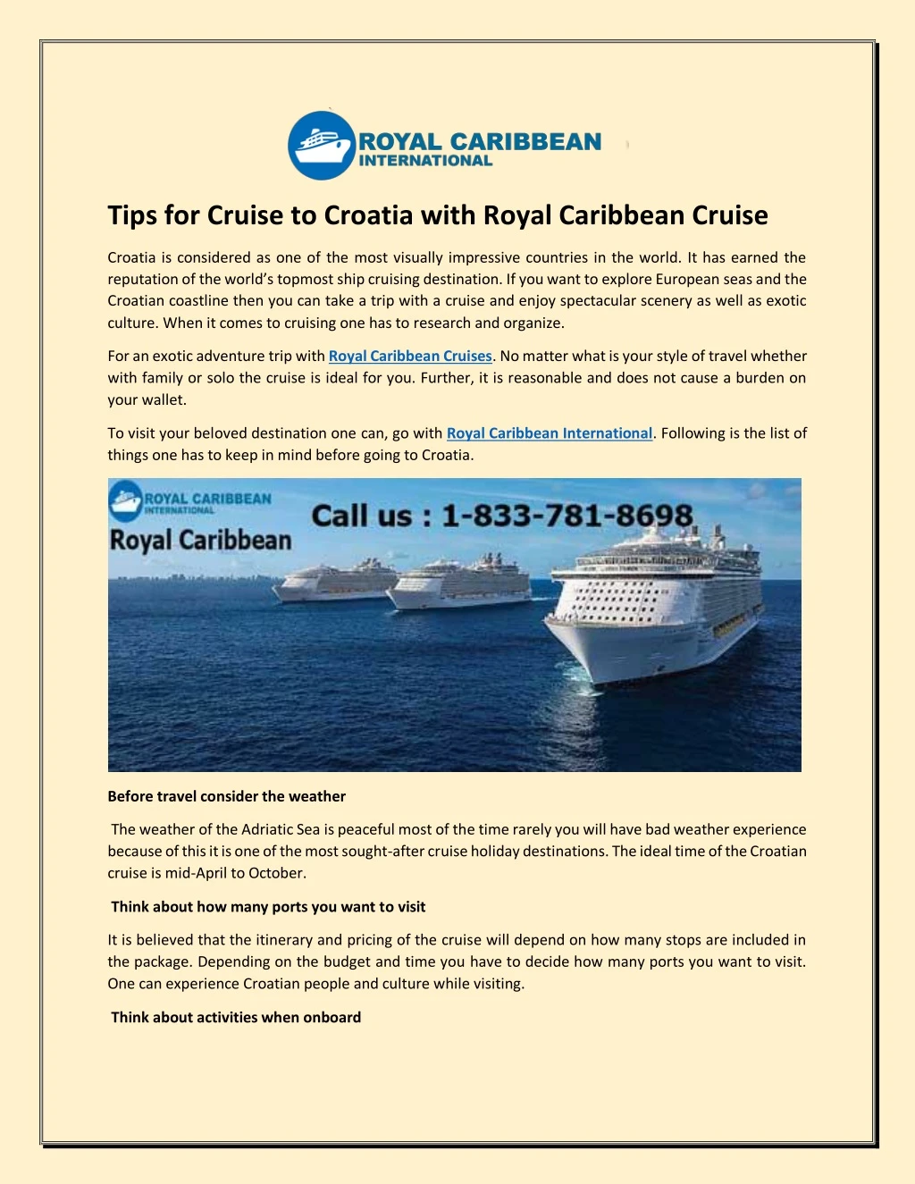 tips for cruise to croatia with royal caribbean