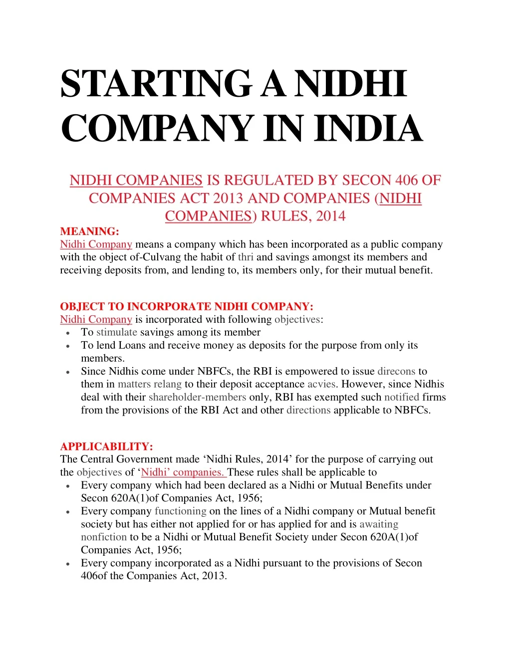 starting a nidhi company in india