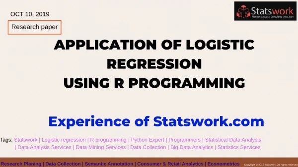 Application of Logistic Regression using R Programming