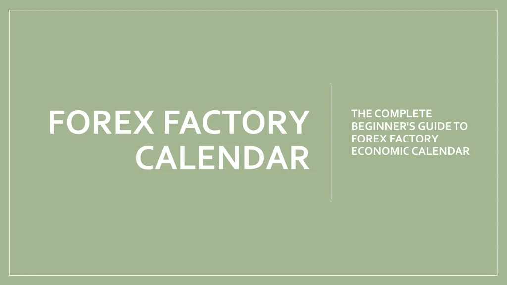 forex factory calendar