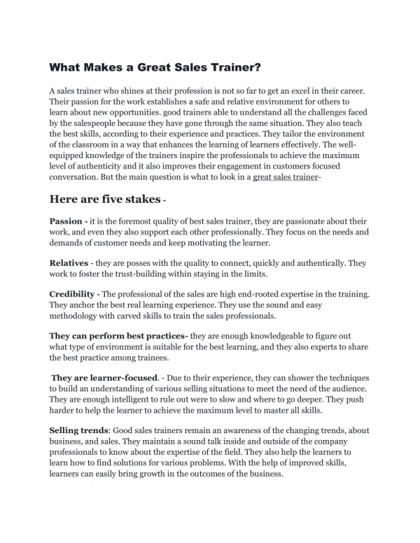 What Makes a Great Sales Trainer?