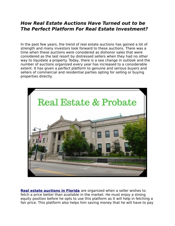 How Real Estate Auctions Have Turned out to be The Perfect Platform For Real Estate Investment?