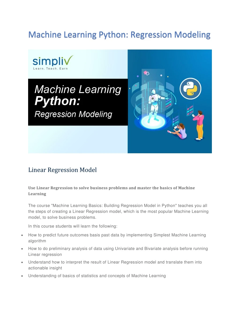 machine learning python regression modeling