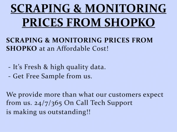 SCRAPING & MONITORING PRICES FROM SHOPKO