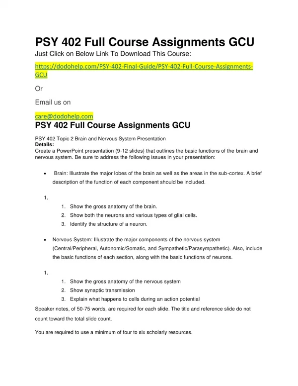 PSY 402 Full Course Assignments GCU