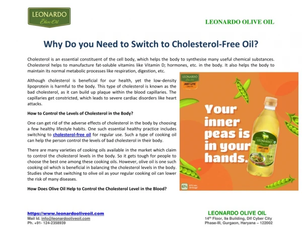 Why Do You Need To Switch To Cholesterol-Free Oil?