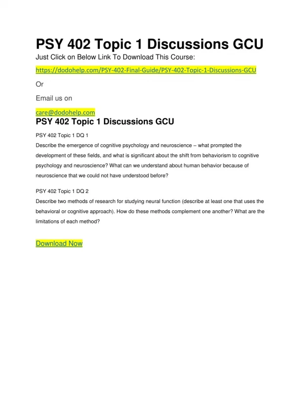 PSY 402 Topic 1 Discussions GCU