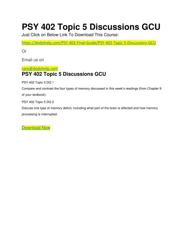 PSY 402 Topic 5 Discussions GCU
