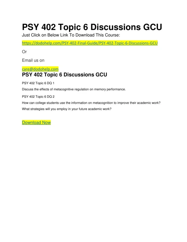 PSY 402 Topic 6 Discussions GCU