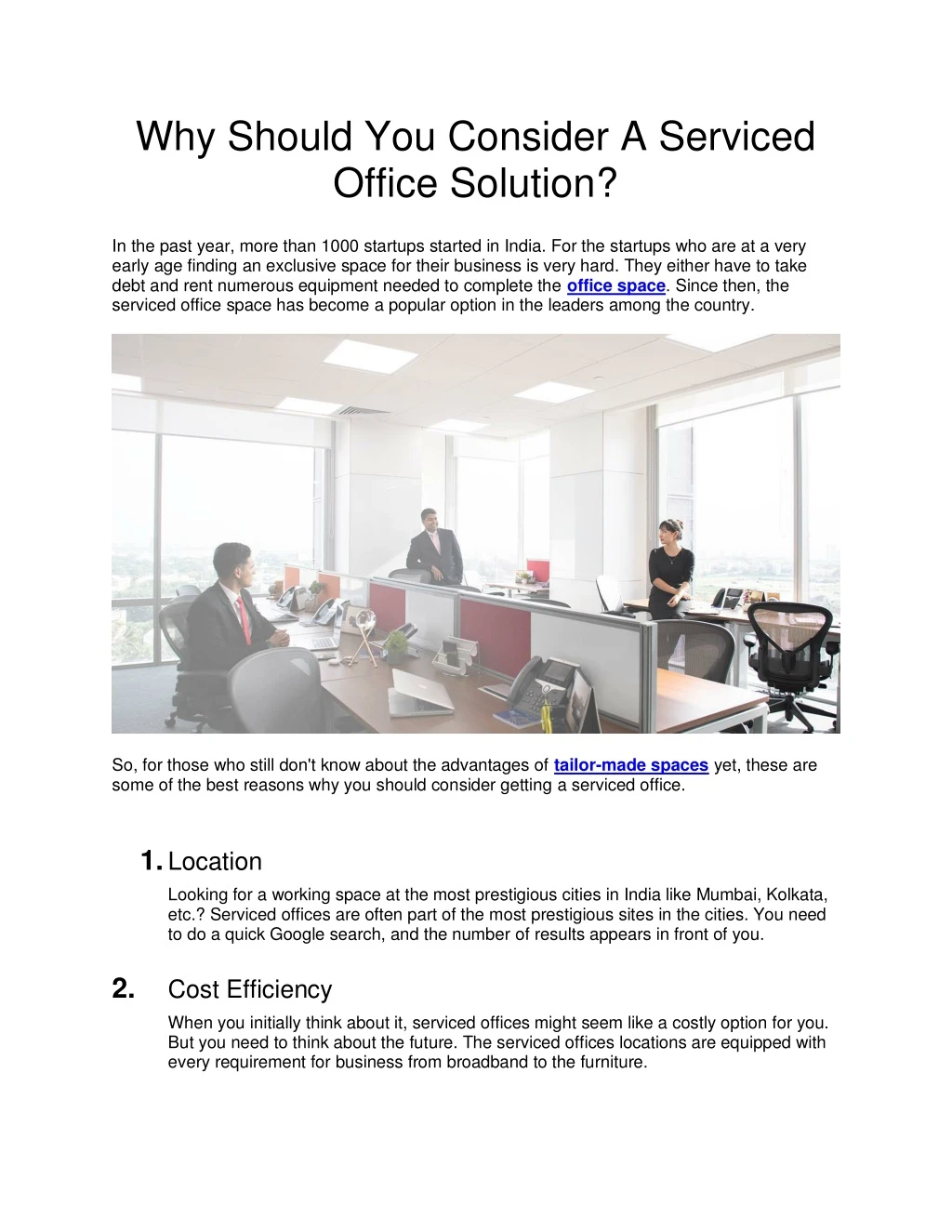 why should you consider a serviced office