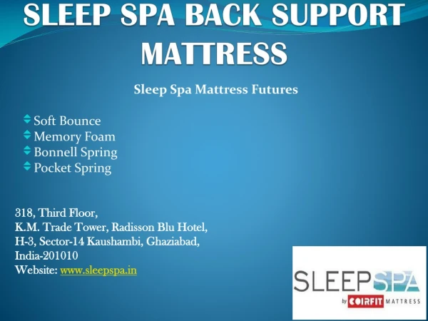 Sleep Spa Mattress for back Support.