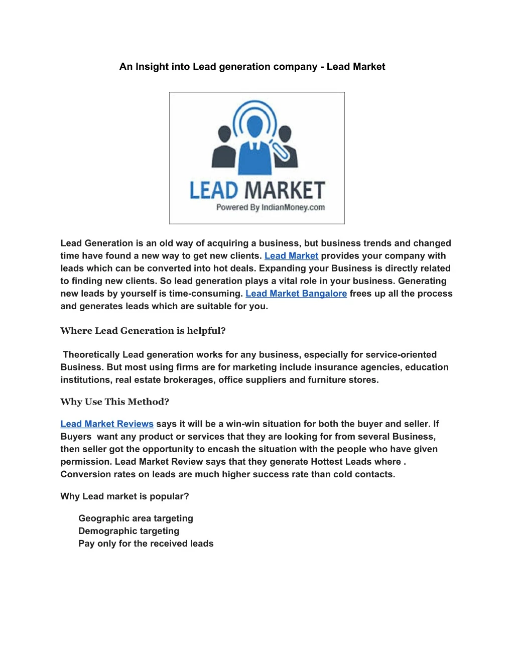 an insight into lead generation company lead