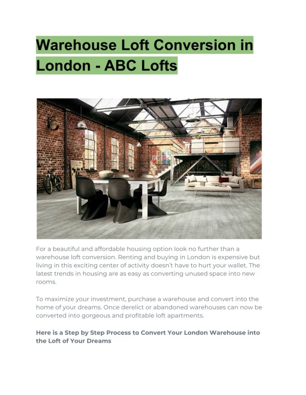 Warehouse Loft Conversion in London - ABC Lofts
