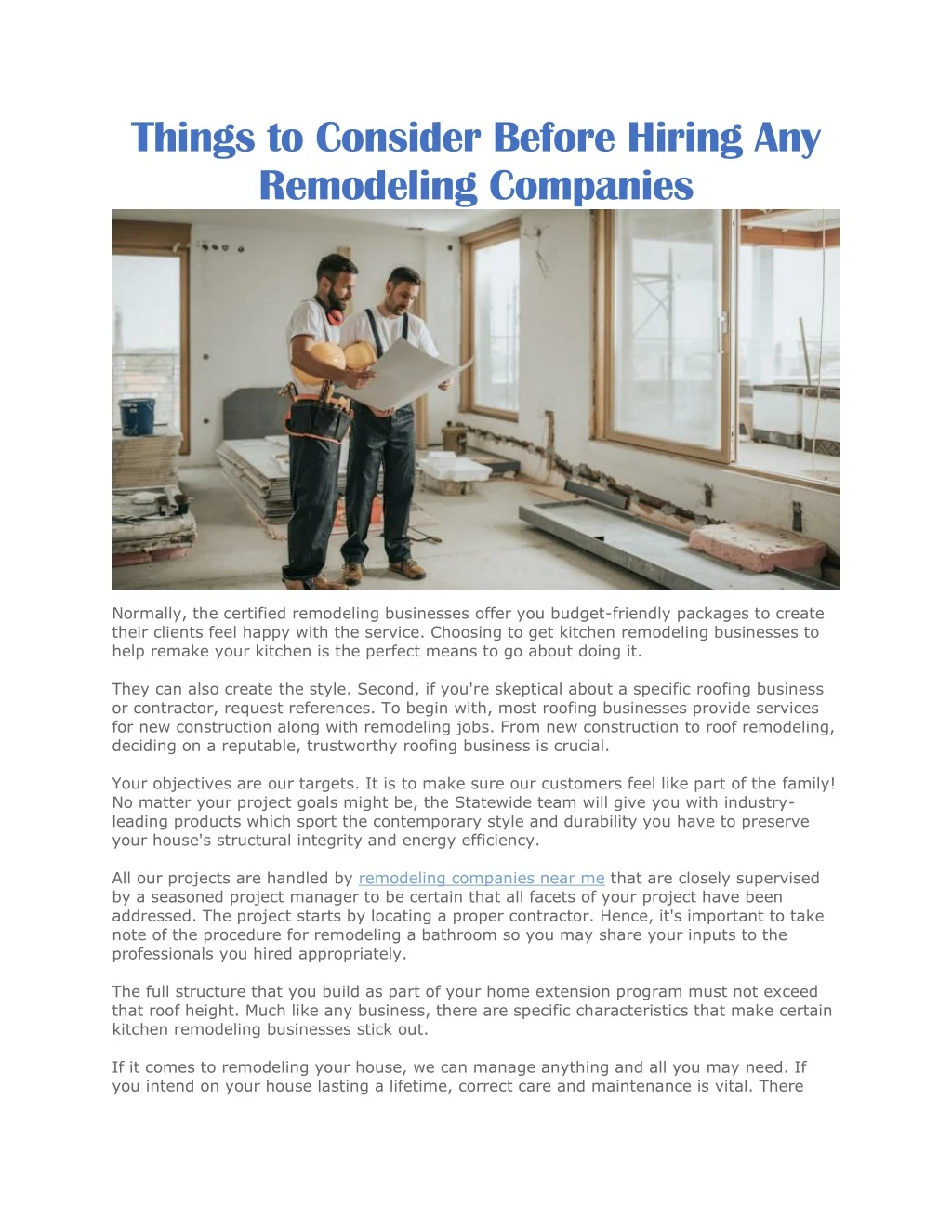 things to consider before hiring any remodeling